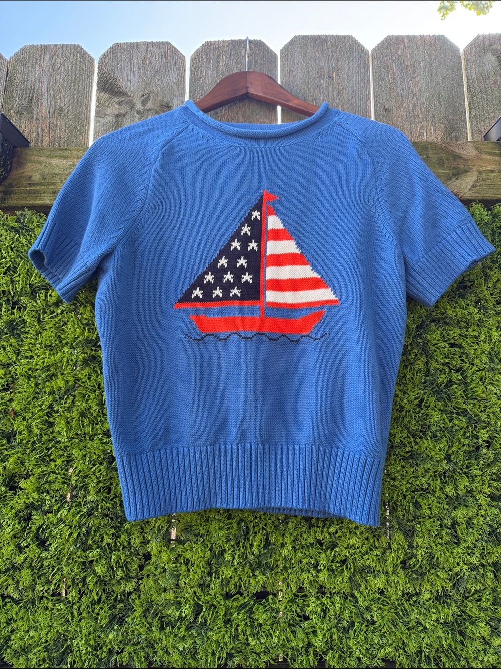 Free Assembly Sail Boat Short Sleeve Sweater NWOT